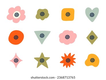 Cute hand drawn shaded checkboxes set. Diary note elements with check boxes in the shape of flower, star, heart, circle, cloud. Done sign for weekly planner, bullet journal, notebook template