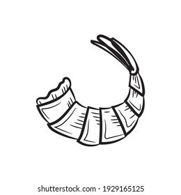 Cute hand drawn shrimp. Vector 