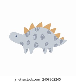 Cute hand drawn simple dino - texture vector illustration. Cartoon dinosaur for kids