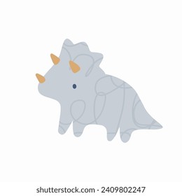 Cute hand drawn simple dino - texture vector illustration. Cartoon dinosaur for kids