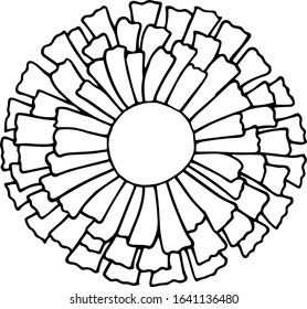 Cute hand drawn single spring flower. Doodle vector illustration.
