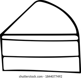 Handgezeichneter, einzelner Kuchen mit süßem Element.  Vektordoodle-Illustrationsvorlage für das Menüdesign für Koffein, Restaurants, Geschäfte und Grußkarten.