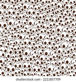 Cute hand drawn skull background pattern. Skull seamless Halloween vector pattern Ghost head bone scarf isolated tile background