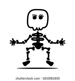 cute Hand drawn skull character. Skull doodle illustration. Vector illustration.  skull, bones for halloween element design.