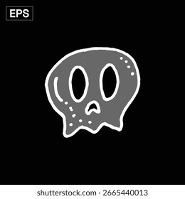 Cute hand drawn skull on a black background