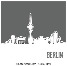 Cute Hand drawn Skyline of Berlin City, Doodle Style