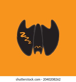 A Cute Hand Drawn Sleeping Bat - Amazing cute minimalist vector sleepy bat character suitable for app, sticker, children book, clip art, decoration, halloween, animation, design asset and illustration