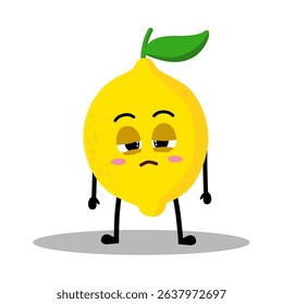 Cute Hand Drawn Sleepy Lemon with Heavy Eyes