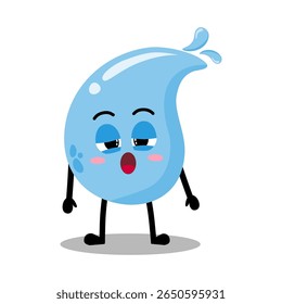 Cute Hand Drawn Sleepy Water Drop with Heavy Eyes