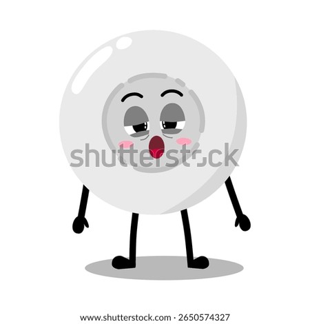 Cute Hand Drawn Sleepy White Blood Cell with Heavy Eyes