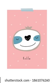 Cute hand drawn sloth character. Cartoon sloth vector print for baby