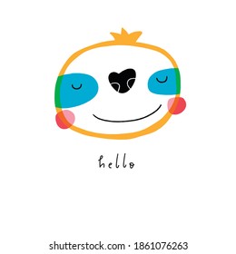 Cute hand drawn sloth character. Cartoon sloth vector print for baby