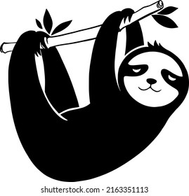 Cute hand drawn sloth. Lazy animal character. Vector illustration.