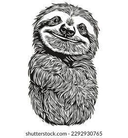 Cute hand drawn Sloth, vector illustration black and white Sloths
