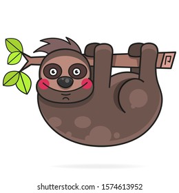 Cute Hand Drawn Sloths, Vector Illustration. Suitable For Greeting Card, Poster Or T-shirt Printing.