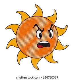 cute hand drawn smiling cartoon character of sun