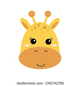 Cute hand drawn smiling giraffe. Cartoon zoo. Vector illustration. Animal for the design of children's products in scandinavian style.