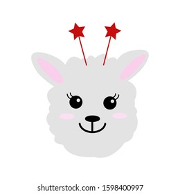 Cute hand drawn smiling llama. Cartoon zoo. Vector illustration. Animal for the design of children's products in scandinavian style.