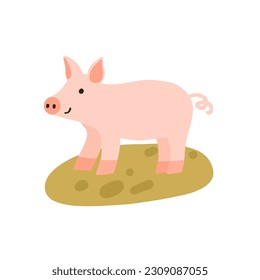 cute hand drawn smiling pig