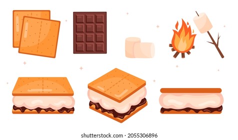 Cute Hand drawn s'mores dessert 