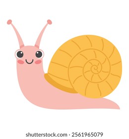 Cute Hand Drawn Snail on White Background