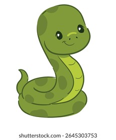 Cute Hand Drawn Snake Vector Illustration for Kids on White Background