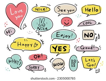 cute hand drawn speech bubble set