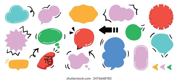 Cute hand drawn speech bubble vector set.