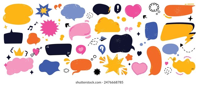 Cute hand drawn speech bubble vector set.