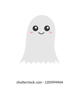 Cute hand drawn spooky ghost vector illustration. Halloween scary white spook, isolated.