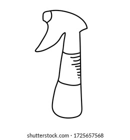 Cute hand drawn sprayer. Doodle vector illustration for bathroom interior. Isolated on white background.