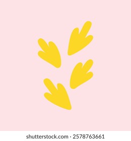 Cute hand drawn spring flowers. illustration in flat style. Illustration of animal footprints, bird or chicken footprints. Design element illustration of yellow footprints