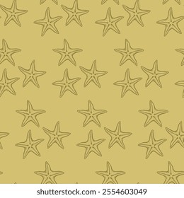 Cute hand drawn starfish seamless pattern collection in various colors in grid	
