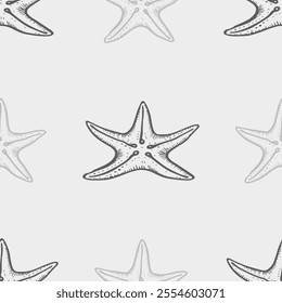 Cute hand drawn starfish seamless pattern collection in various colors in grid	
