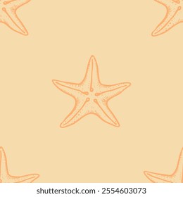 Cute hand drawn starfish seamless pattern collection in various colors in grid	
