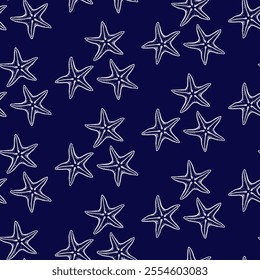Cute hand drawn starfish seamless pattern collection in various colors in grid	
