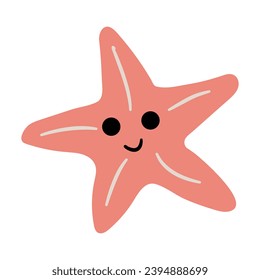 Cute hand drawn starfish. White background, isolate. 	