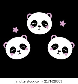 Cute hand drawn starry panda. Pattern graphics.Cartoon characters.Animal print.Vector illustrations for pattern. Graphics.