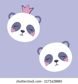 Cute hand drawn starry panda. Pattern graphics.Cartoon characters.Animal print.Vector illustrations for pattern. Graphics.