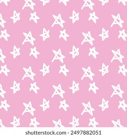 cute hand drawn stars seamless pattern design
