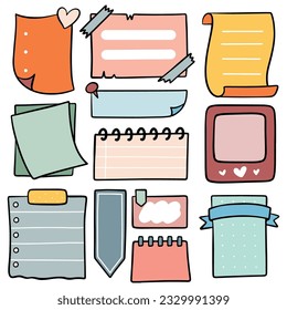 Notas pegajosas dibujadas a mano, planificador, diario, bloc de notas, fondo de papel
