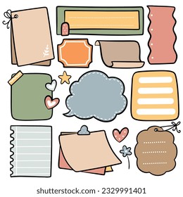 Cute hand drawn sticky notes, planner, journal, notepad, paper background