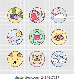 cute hand drawn stories highlight circle icon