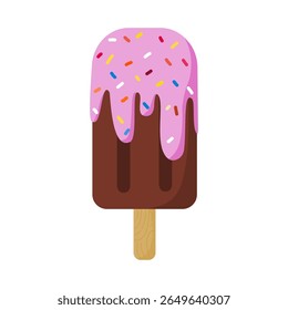 Cute Hand Drawn Strawberry Chocolate Popsicle