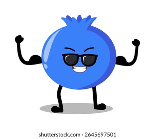 Bonito mão desenhado forte mirtilo com braço muscular