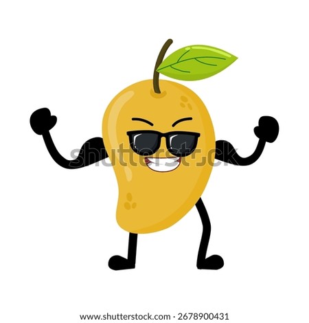 Cute Hand Drawn Strong Mango with Muscular Arm