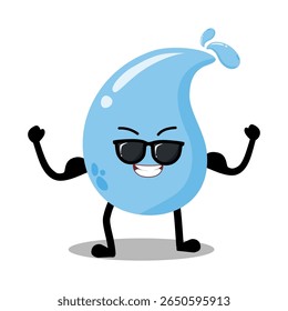 Cute Hand Drawn Strong Water Drop with Muscular Arm