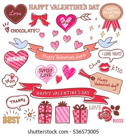 Cute hand drawn style elements for Valentine's day