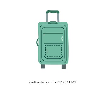 Cute hand drawn suitcase. Flat vector illustration isolated on white background. Doodle drawing.	