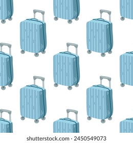 Cute hand drawn suitcase seamless pattern. Flat vector illustration isolated on white background. Doodle drawing.	